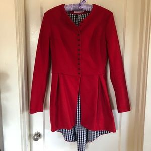 Red Wool Tailored Peplum Jacket